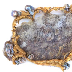 Amethyst Rose Quartz with 18th Century Italian Gold Fragments & Baroque Pearls