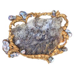 Amethyst Rose Quartz with 18th Century Italian Gold Fragments & Baroque Pearls