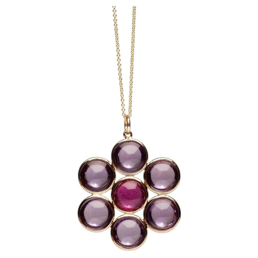 Pendentif fleur en améthyste et rubellite en vente