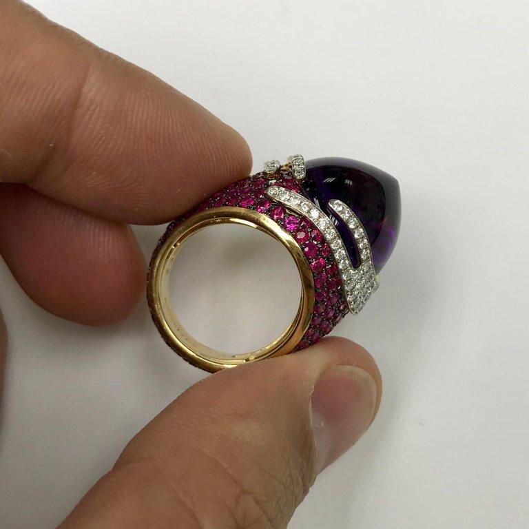 Amethyst Ruby Diamond 18 Karat Yellow Gold Fuji Suite For Sale 1