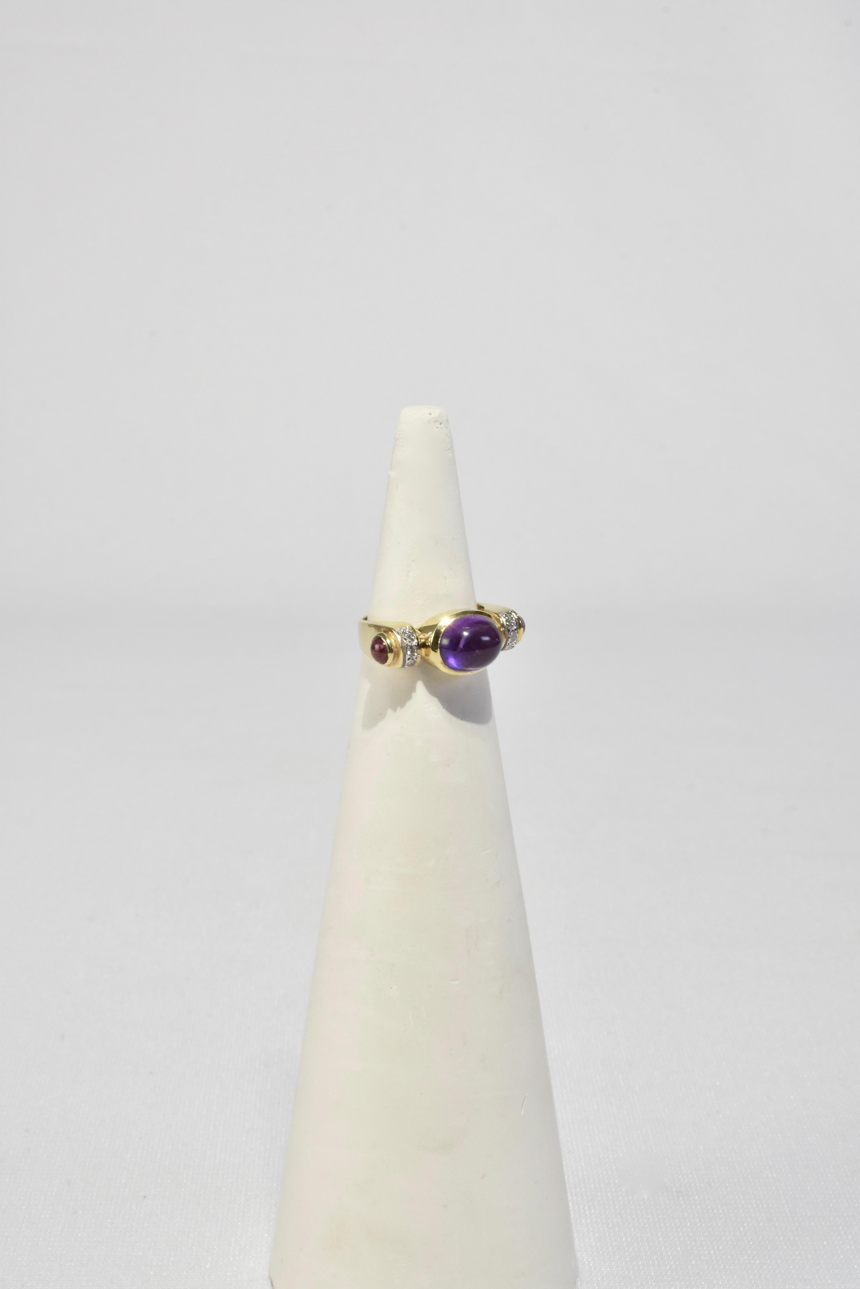 Amethyst Ruby Diamond Ring In Excellent Condition In Richmond, VA
