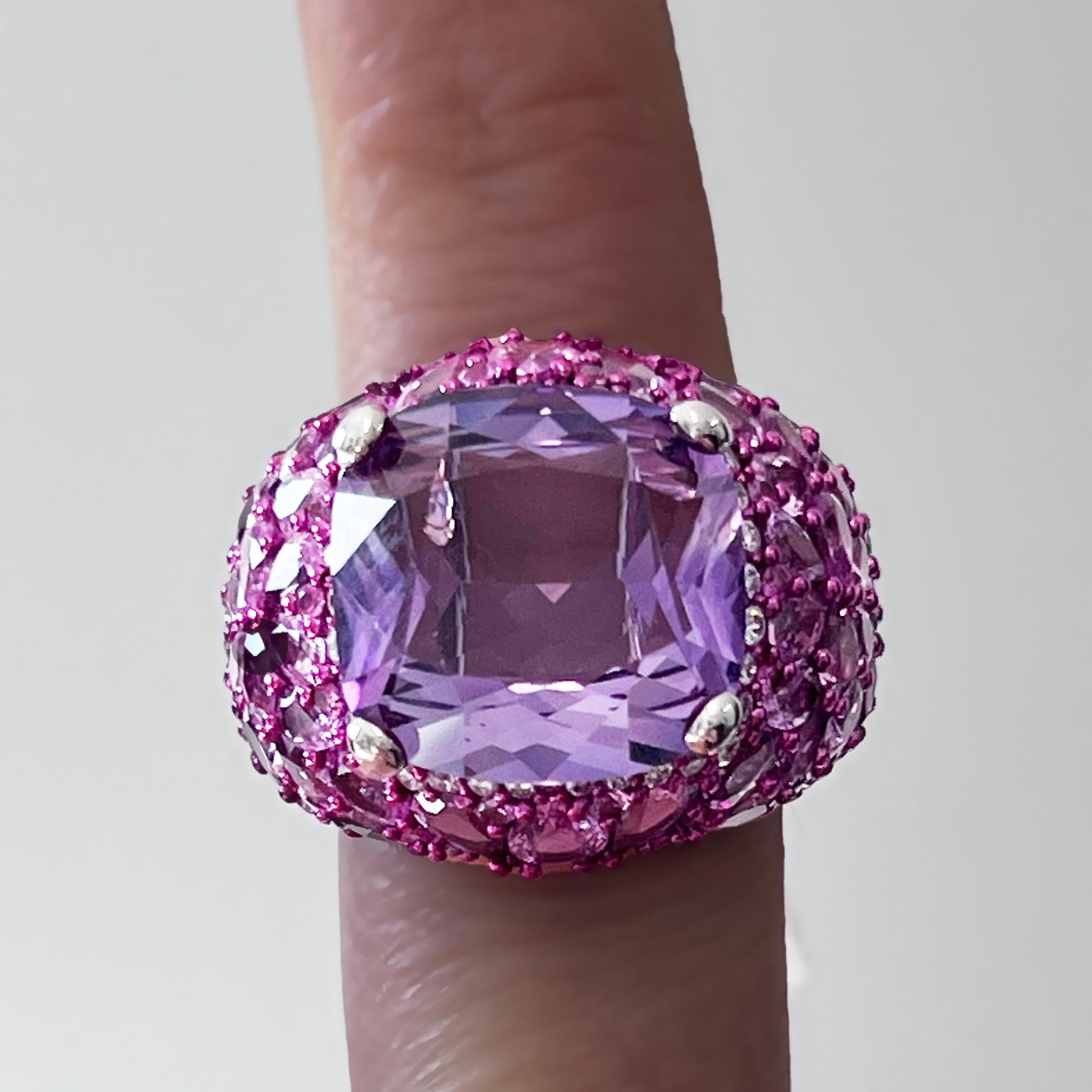 Amethyst Sapphire Diamond Fashion Cocktail Ring For Sale 4