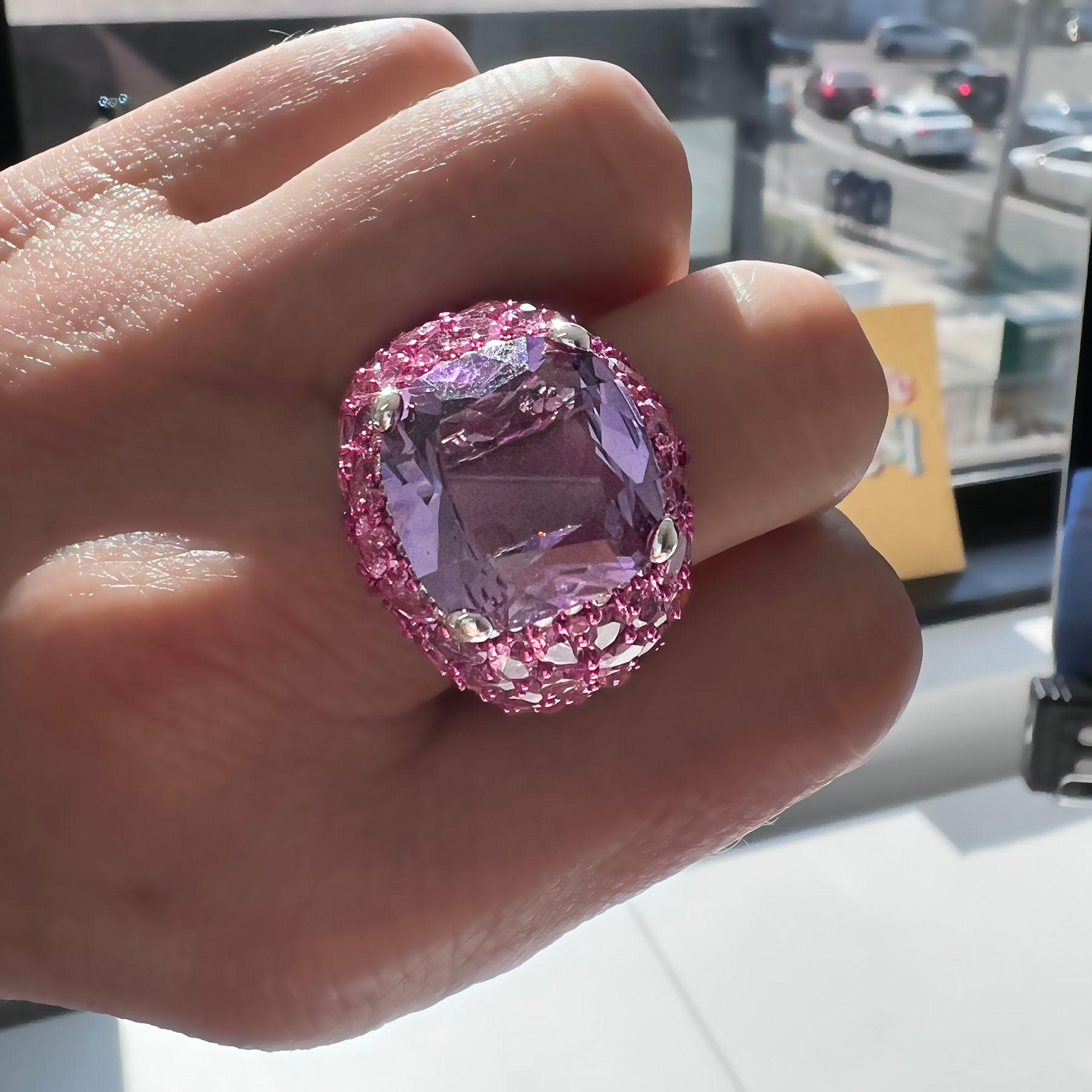 Amethyst Sapphire Diamond Fashion Cocktail Ring For Sale 5