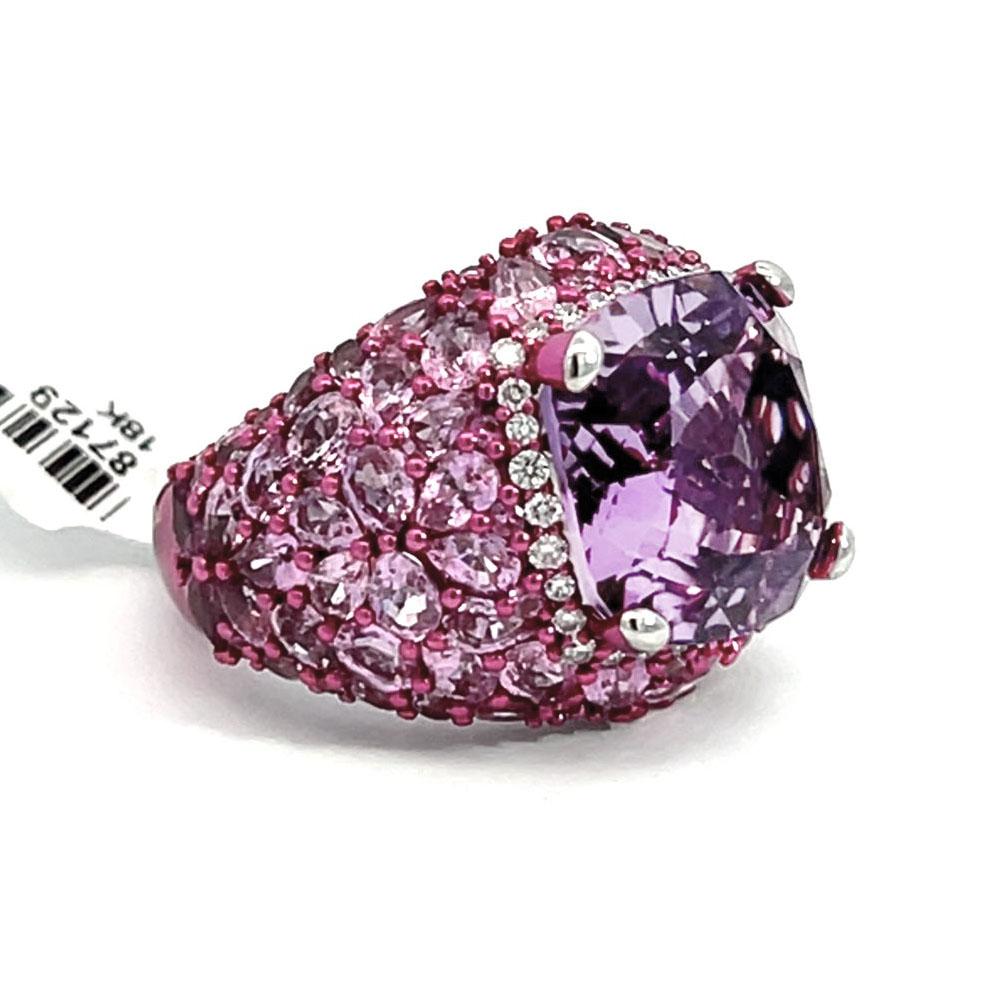 Amethyst Sapphire Diamond Fashion Cocktail Ring For Sale 6