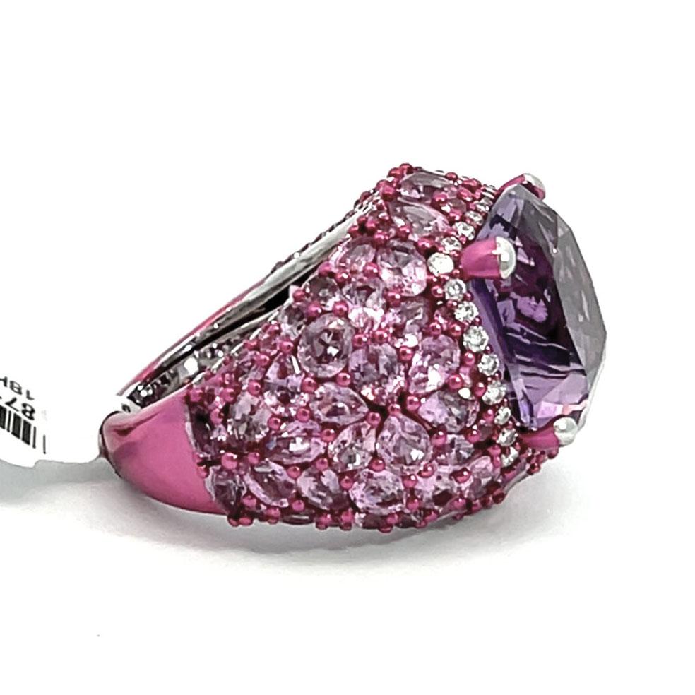 Cushion Cut Amethyst Sapphire Diamond Fashion Cocktail Ring For Sale