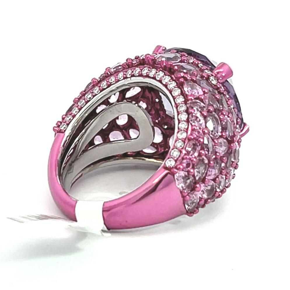 Amethyst Sapphire Diamond Fashion Cocktail Ring In New Condition For Sale In Beverly Hills, CA