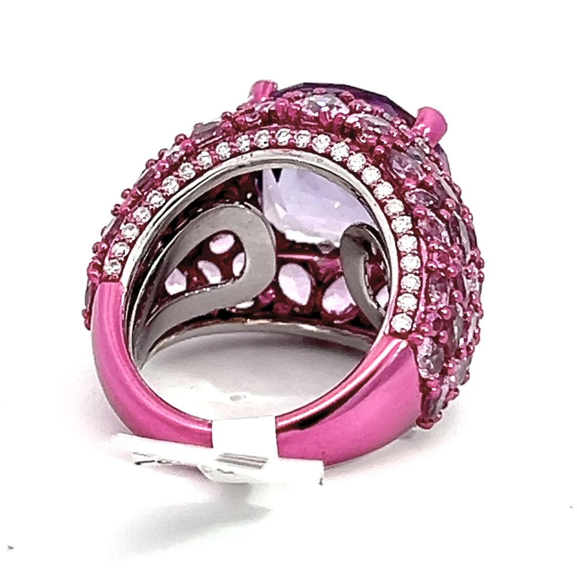 Women's Amethyst Sapphire Diamond Fashion Cocktail Ring For Sale
