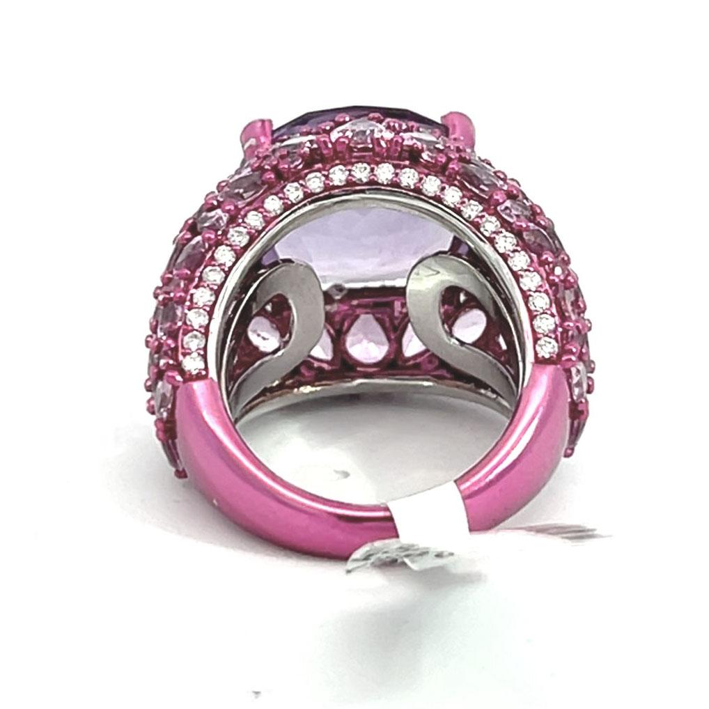 Amethyst Sapphire Diamond Fashion Cocktail Ring For Sale 1