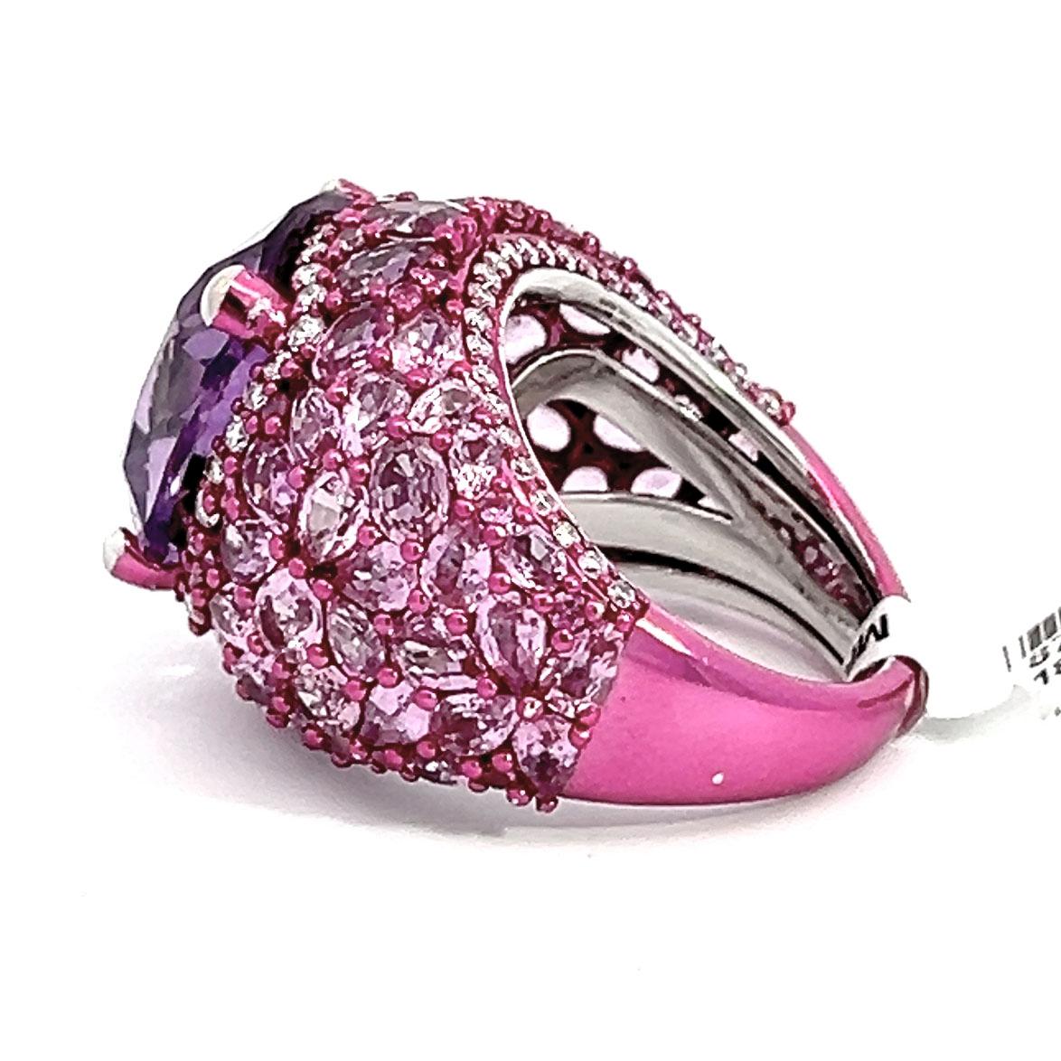 Amethyst Sapphire Diamond Fashion Cocktail Ring For Sale 2