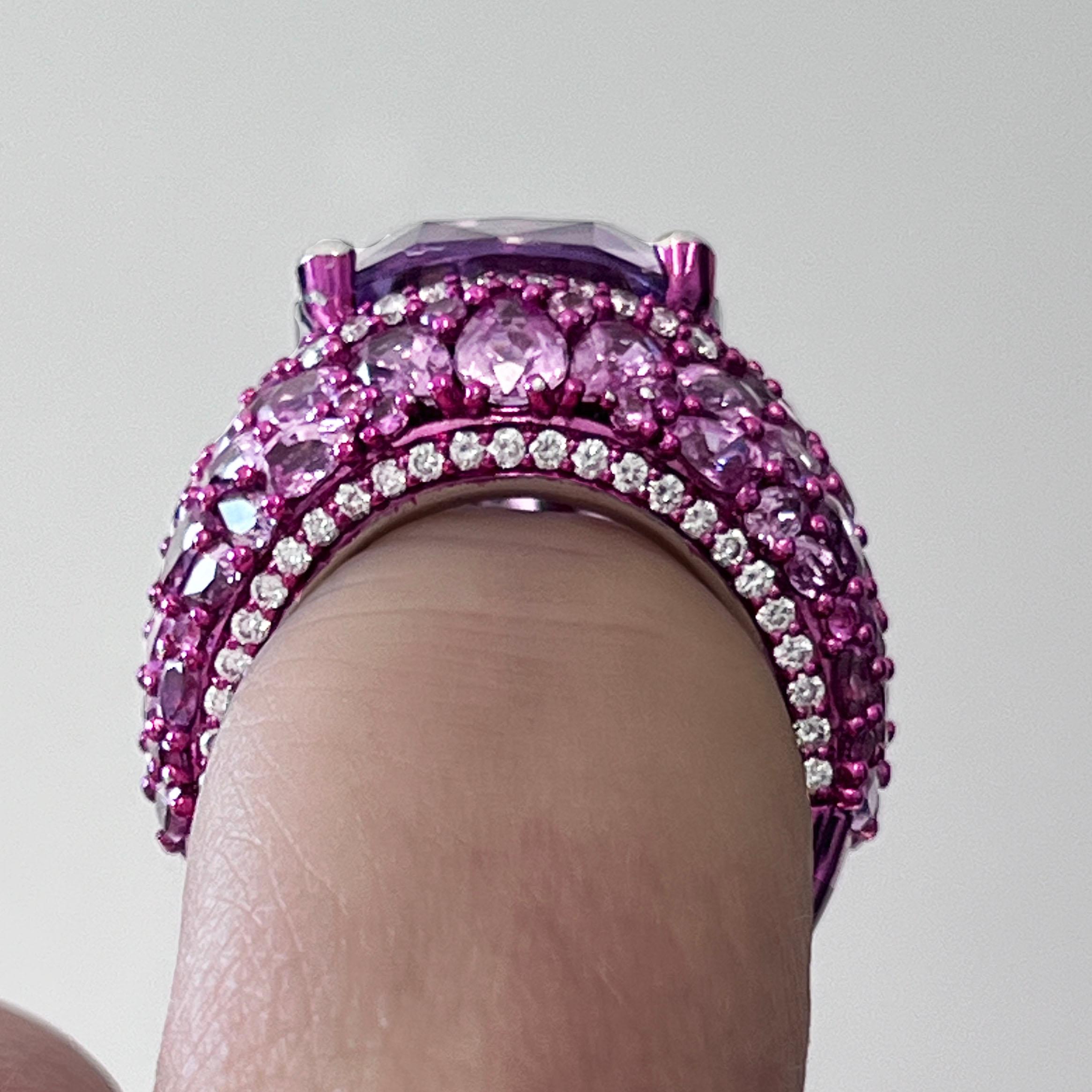 Amethyst Sapphire Diamond Fashion Cocktail Ring For Sale 3