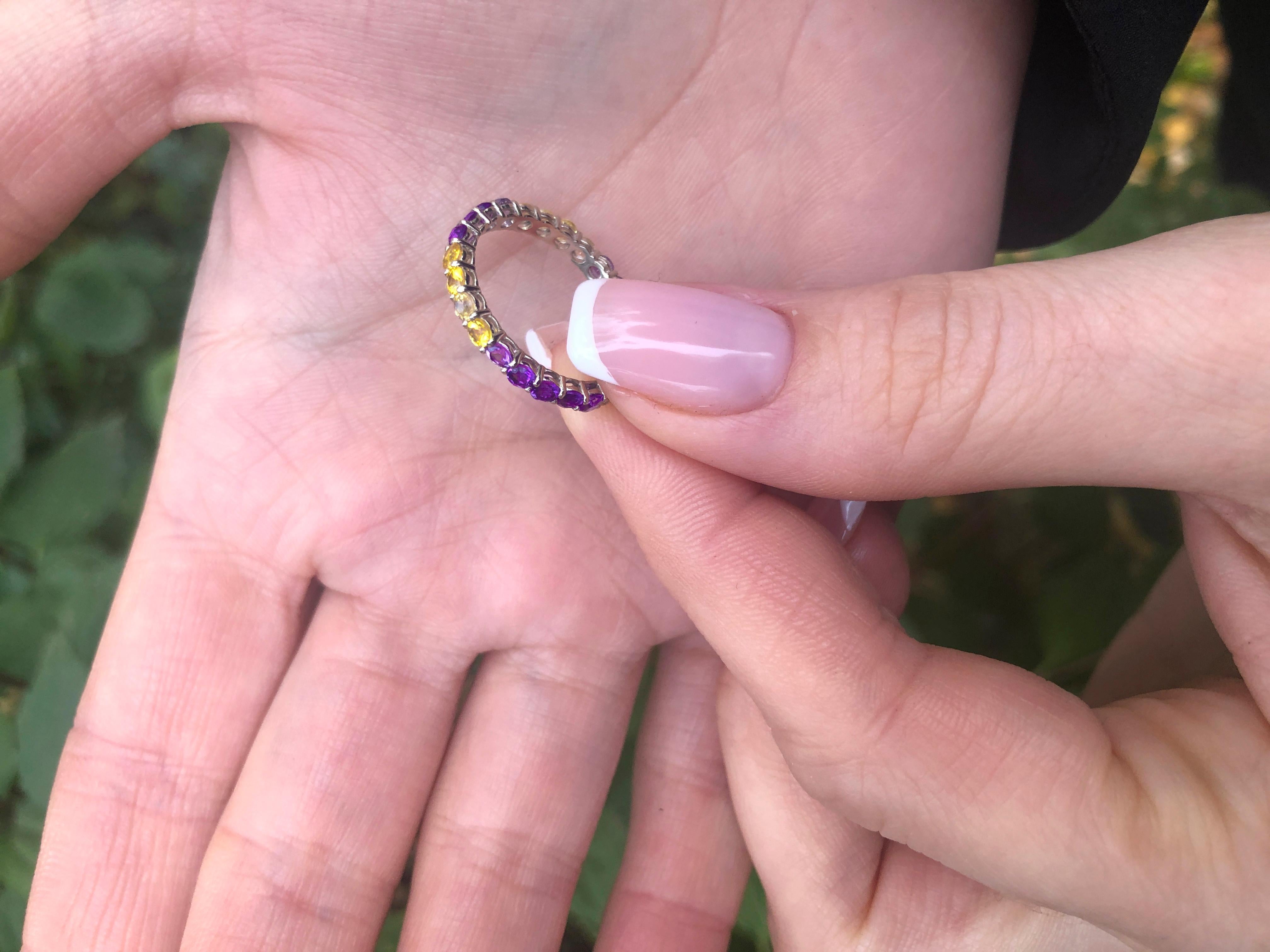 Amethyst, Sapphire Eternity Ring Band.  For Sale 4