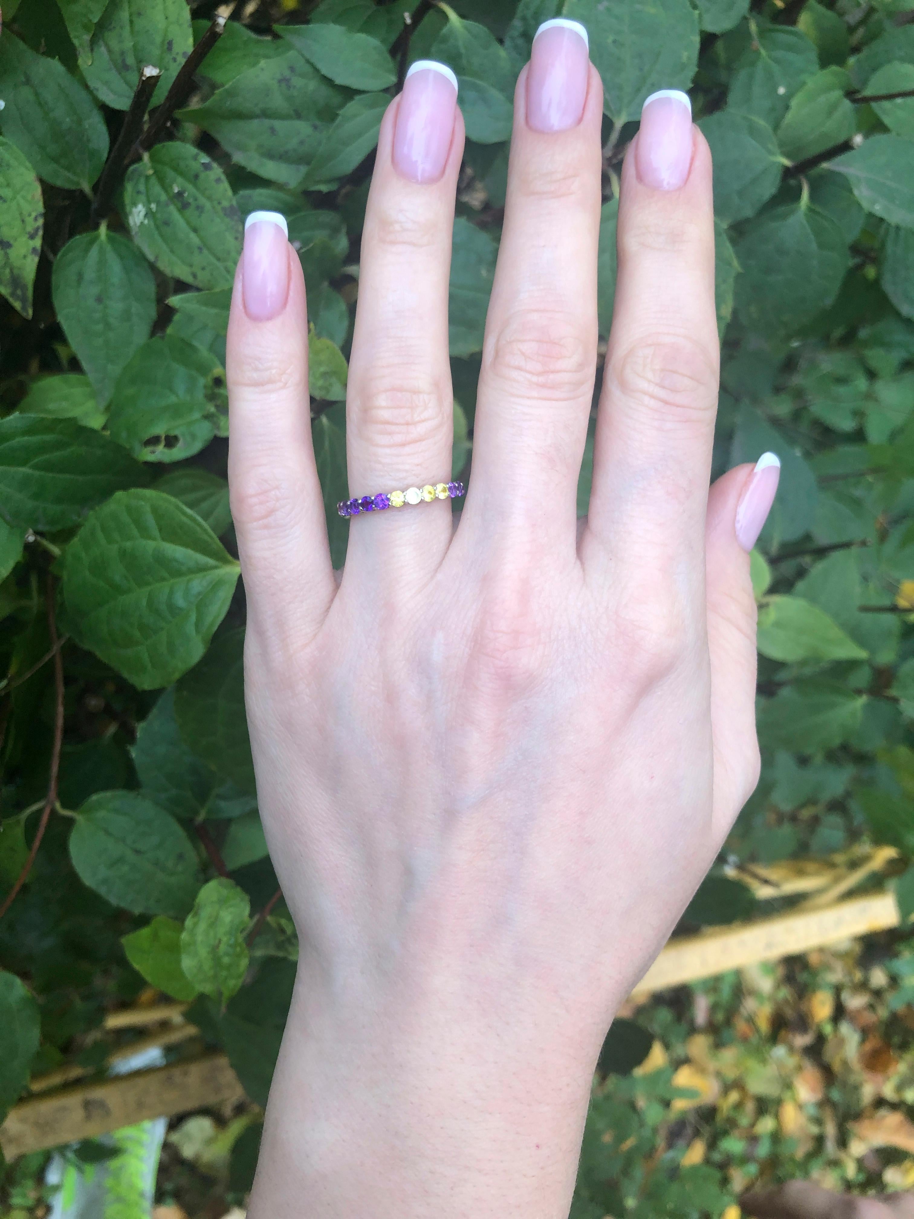 Amethyst, Sapphire Eternity Ring Band.  For Sale 2