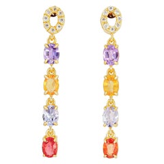 Amethyst, sapphire, tanzanite, diamonds earrings studs