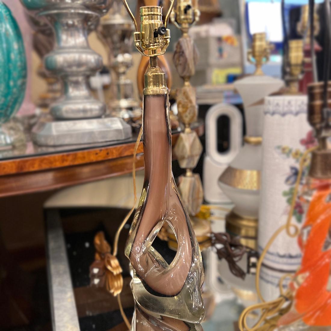Murano Glass Amethyst Sculptural Murano Lamp For Sale