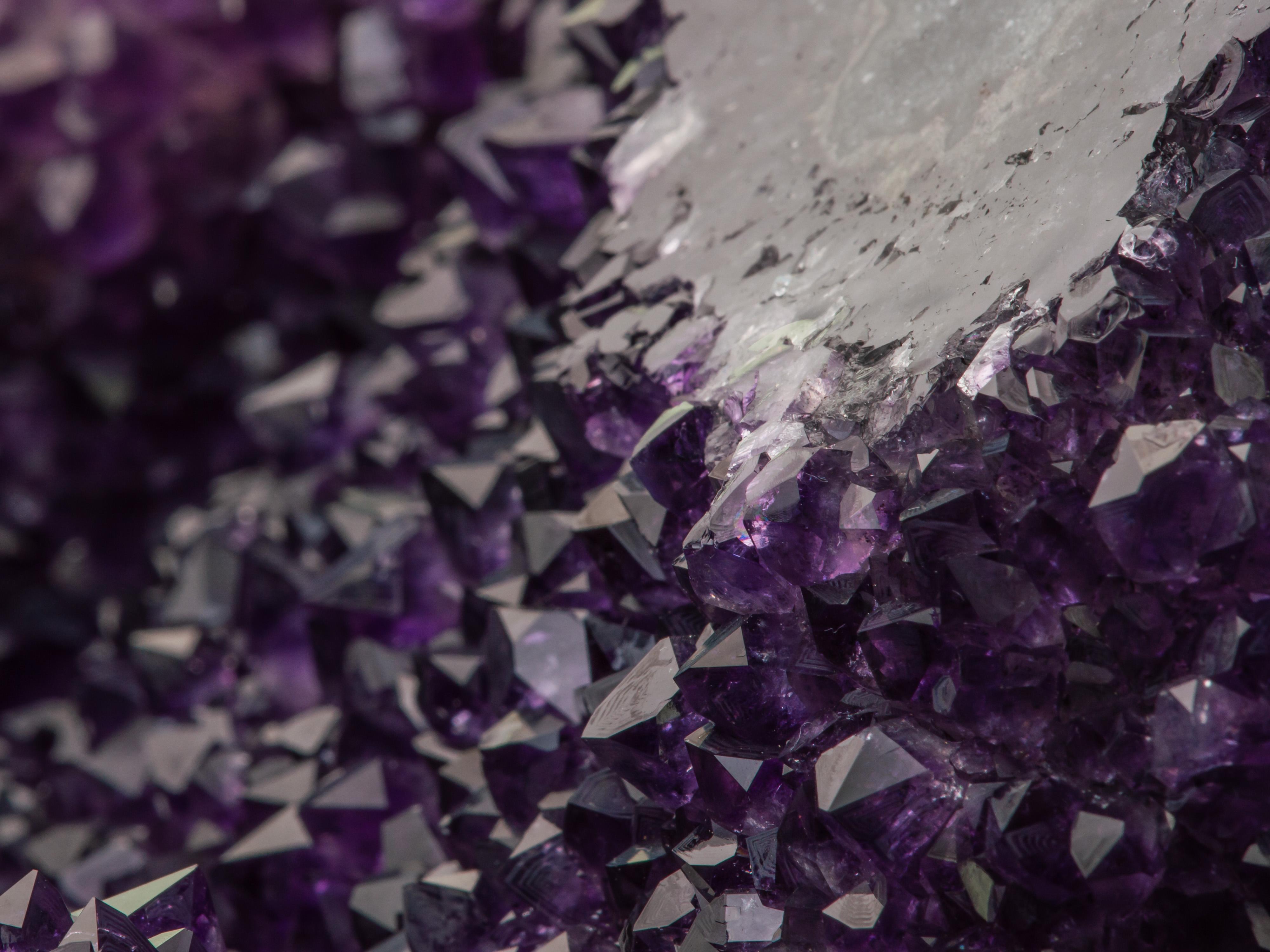 Amethyst Section with Cut Stalactite Eye and Calcite For Sale 3