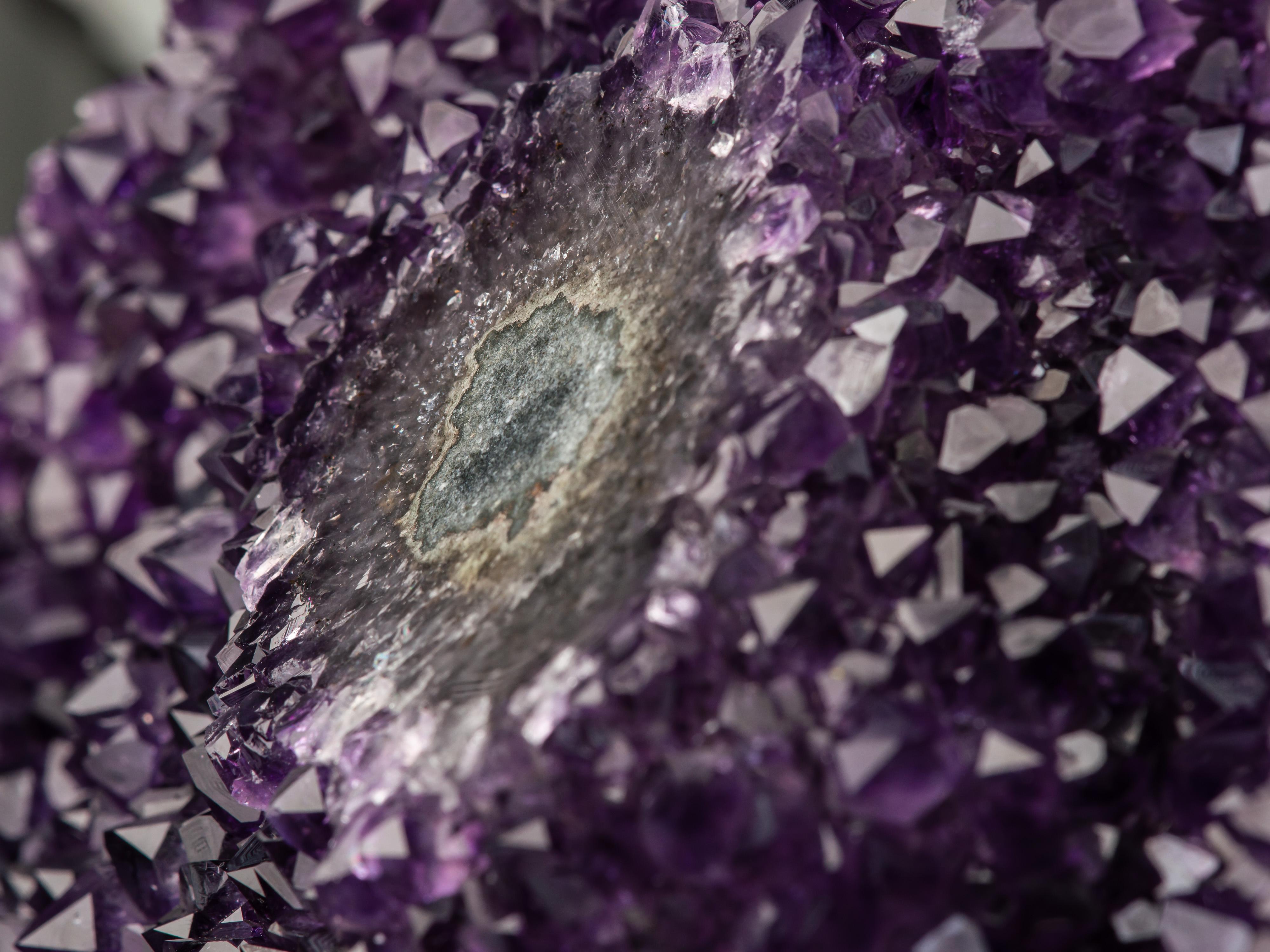 Amethyst Section with Cut Stalactite Eye and Calcite For Sale 4