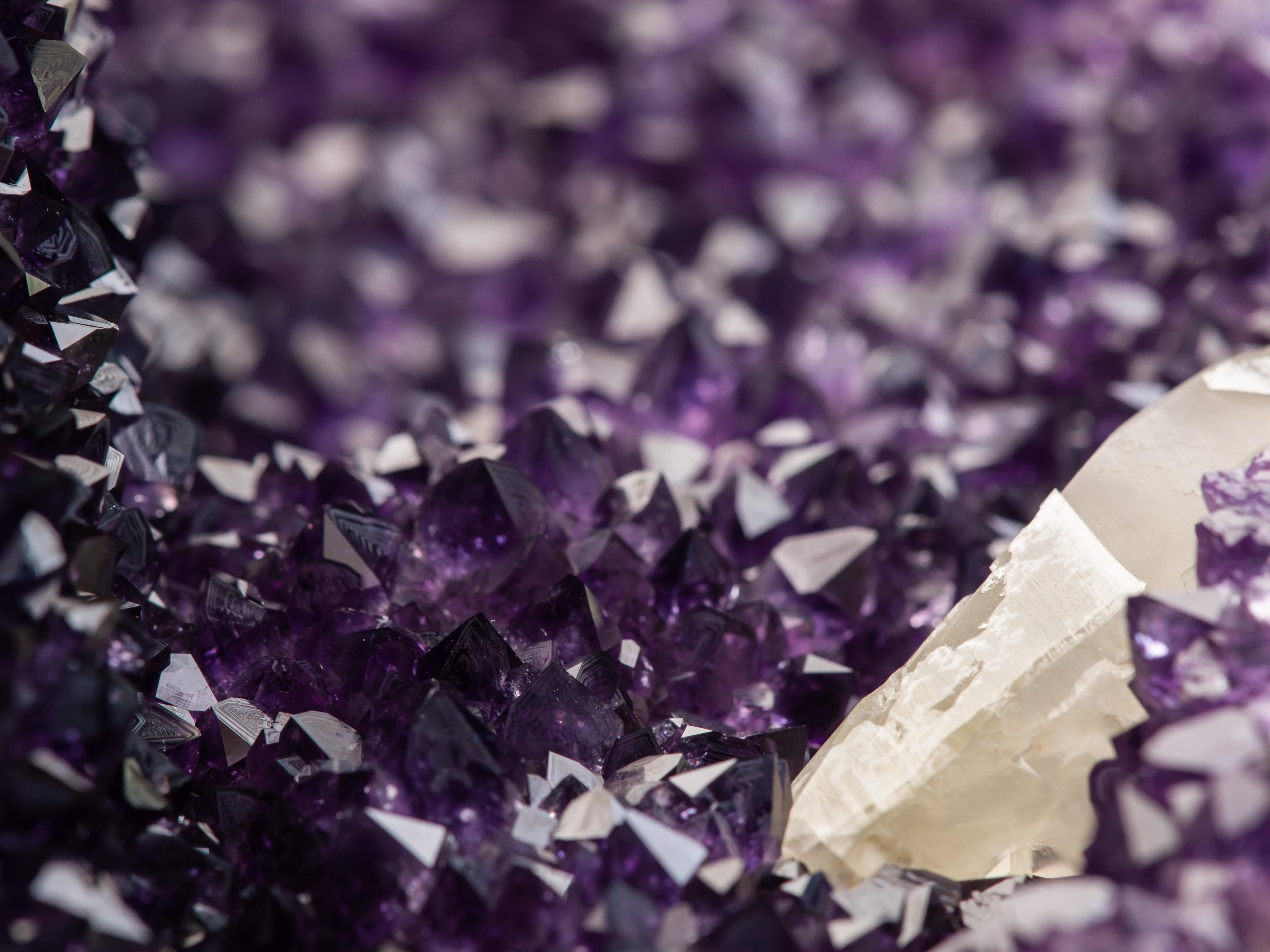 Amethyst Section with Cut Stalactite Eye and Calcite For Sale 7