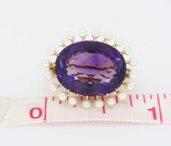 Amethyst and Seed Pearl Brooch