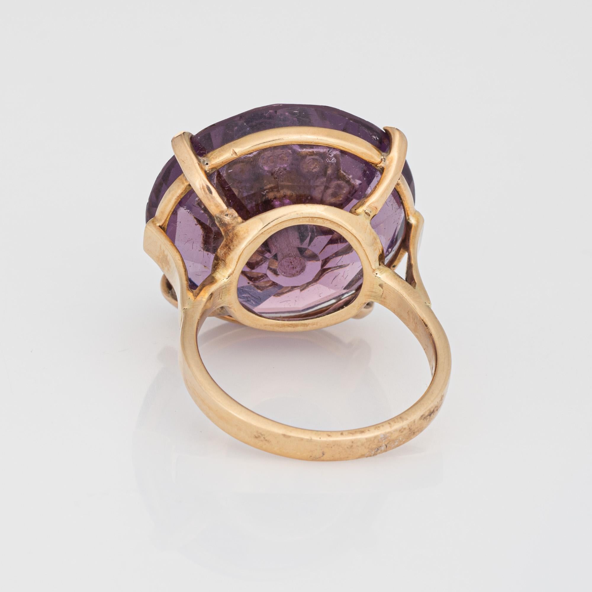 Round Cut Amethyst Seed Pearl Ring Vintage 14k Yellow Gold Estate Fine Jewelry For Sale