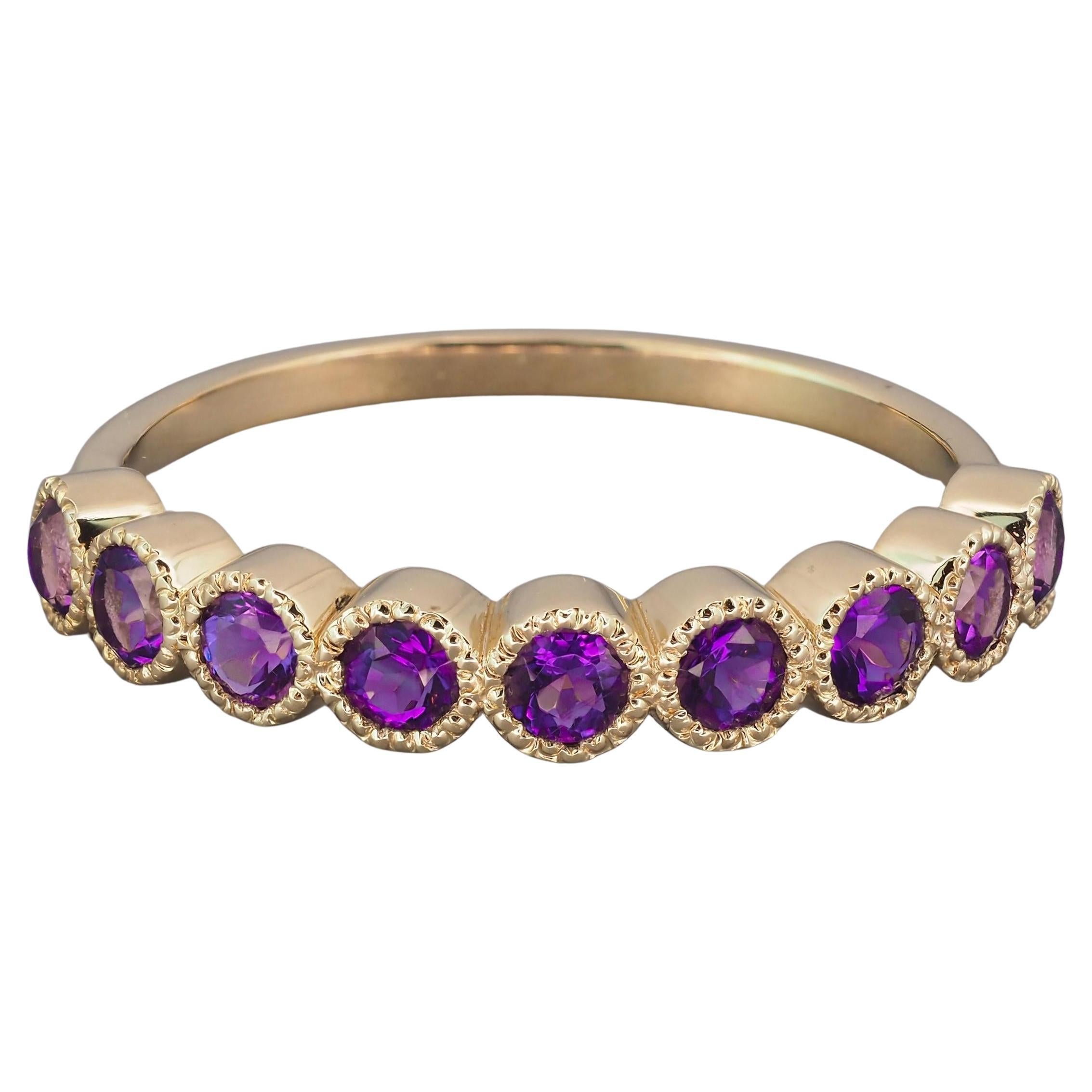 Amethyst Semi Eternity Ring Band