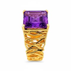 Amethyst silver, gold ring