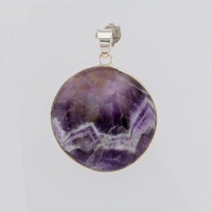 Amethyst silver pendant, amethyst shevron
