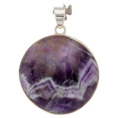 Amethyst silver pendant, amethyst shevron