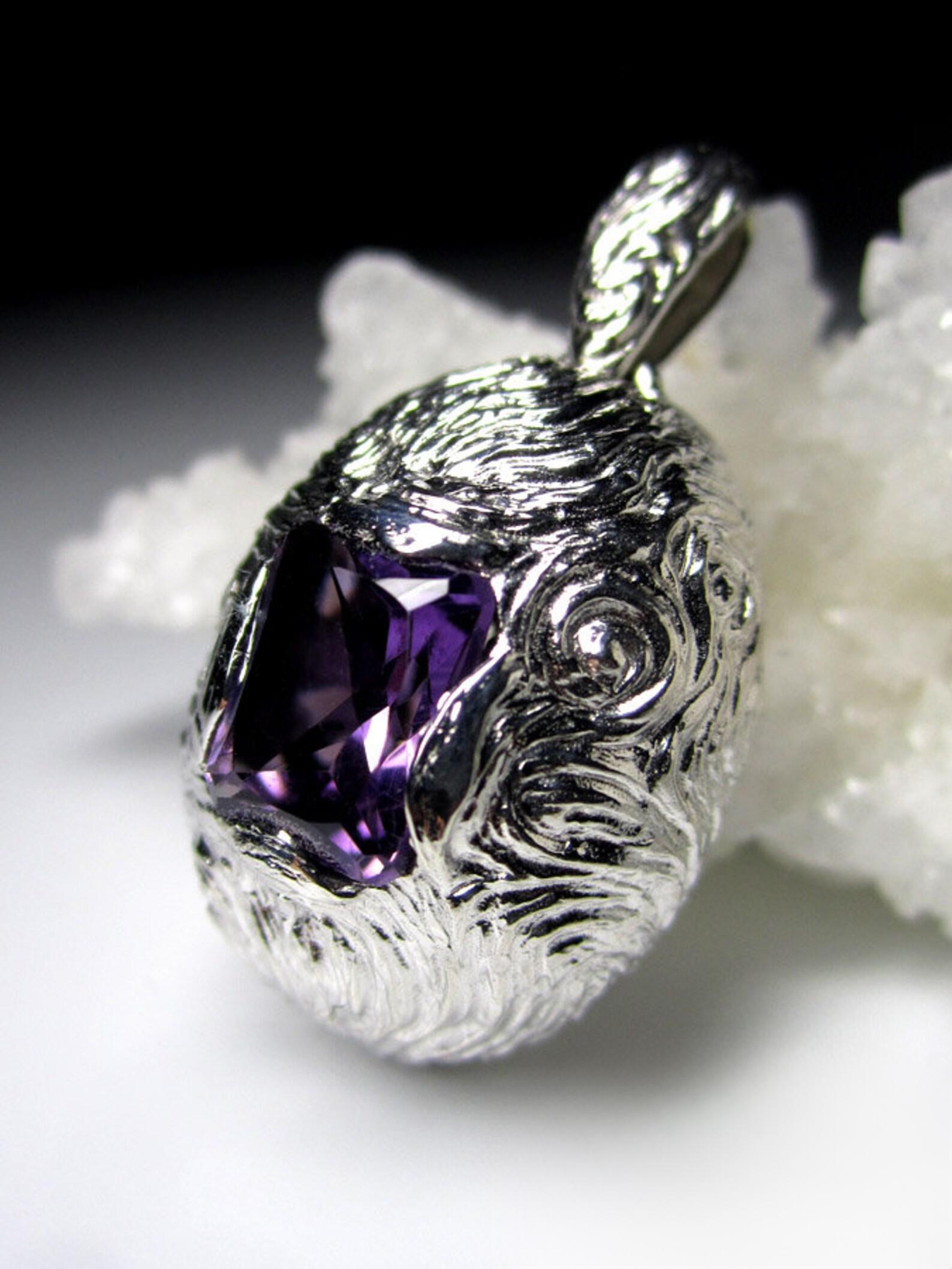 Amethyst Silver Pendant Octagon Cut Jewels Natural Purple Violet For Sale 4