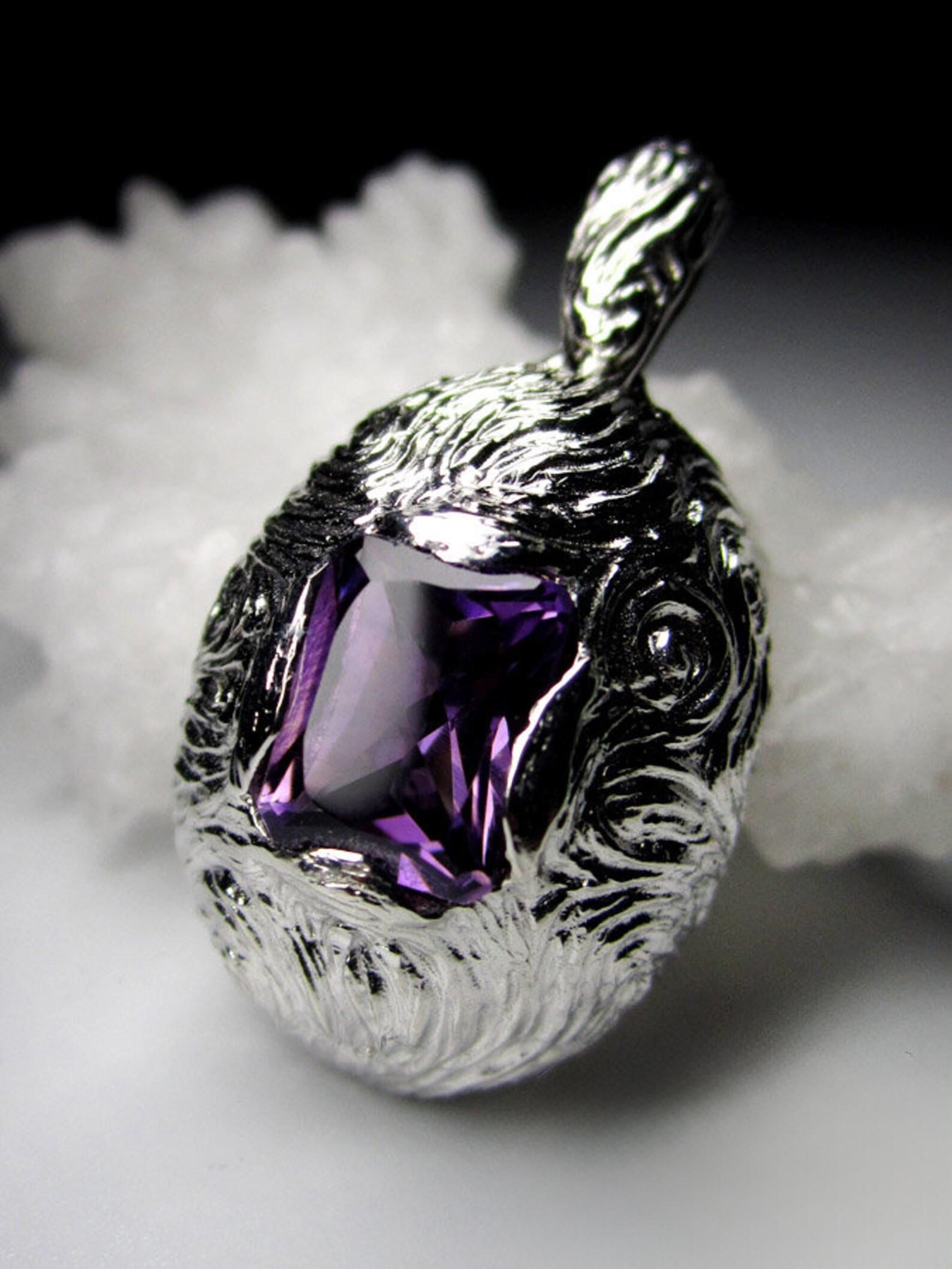Amethyst Silver Pendant Octagon Cut Jewels Natural Purple Violet For Sale 3