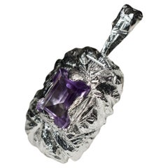 Amethyst-Silber-Anhänger Achteckschliff Smaragdschliff Juwelen Natürlicher lila Violett Stein