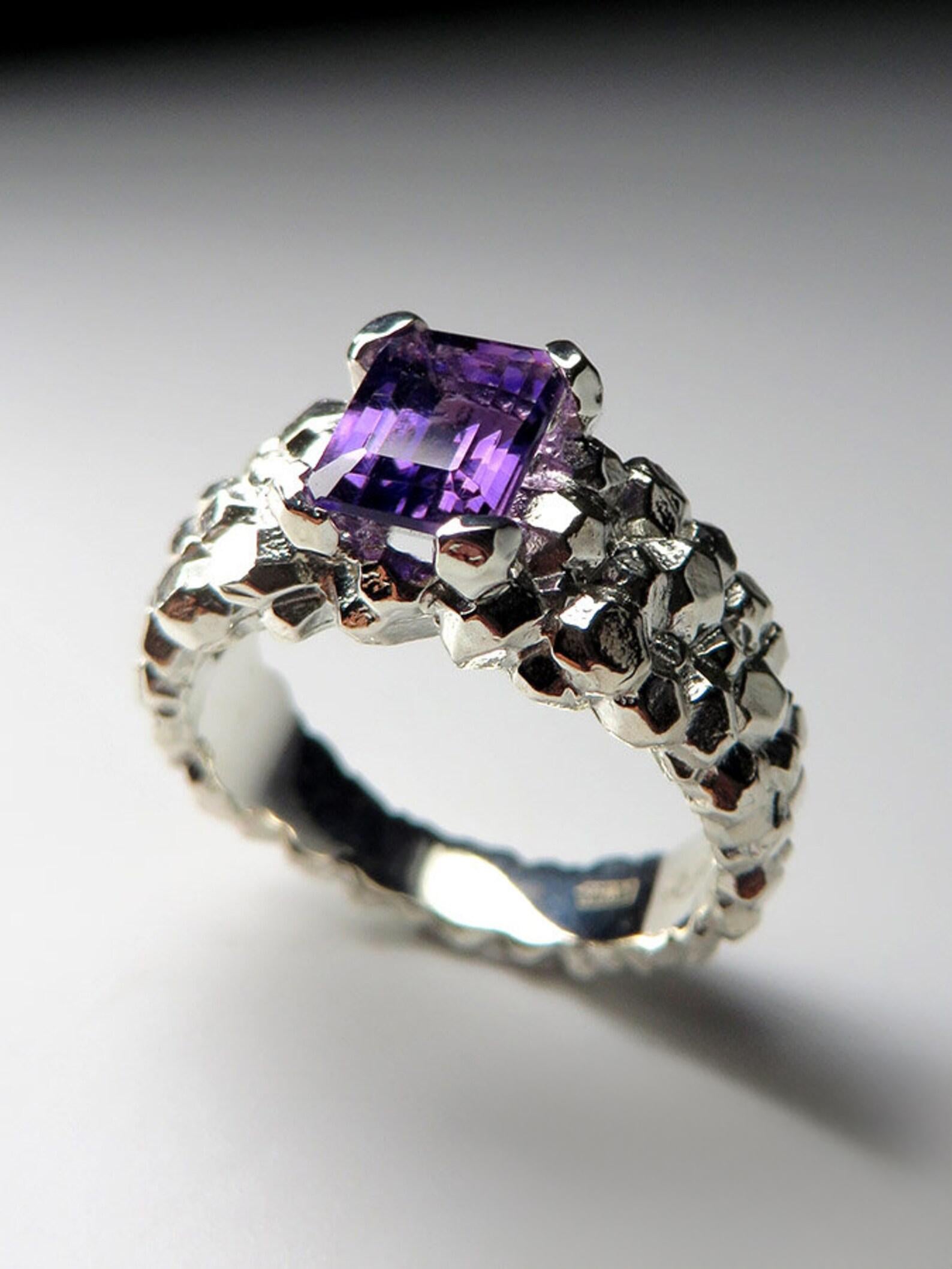 Amethyst Silver Ring Natural Violet Purple Fine Quality Fine Magic Gemstone For Sale 1