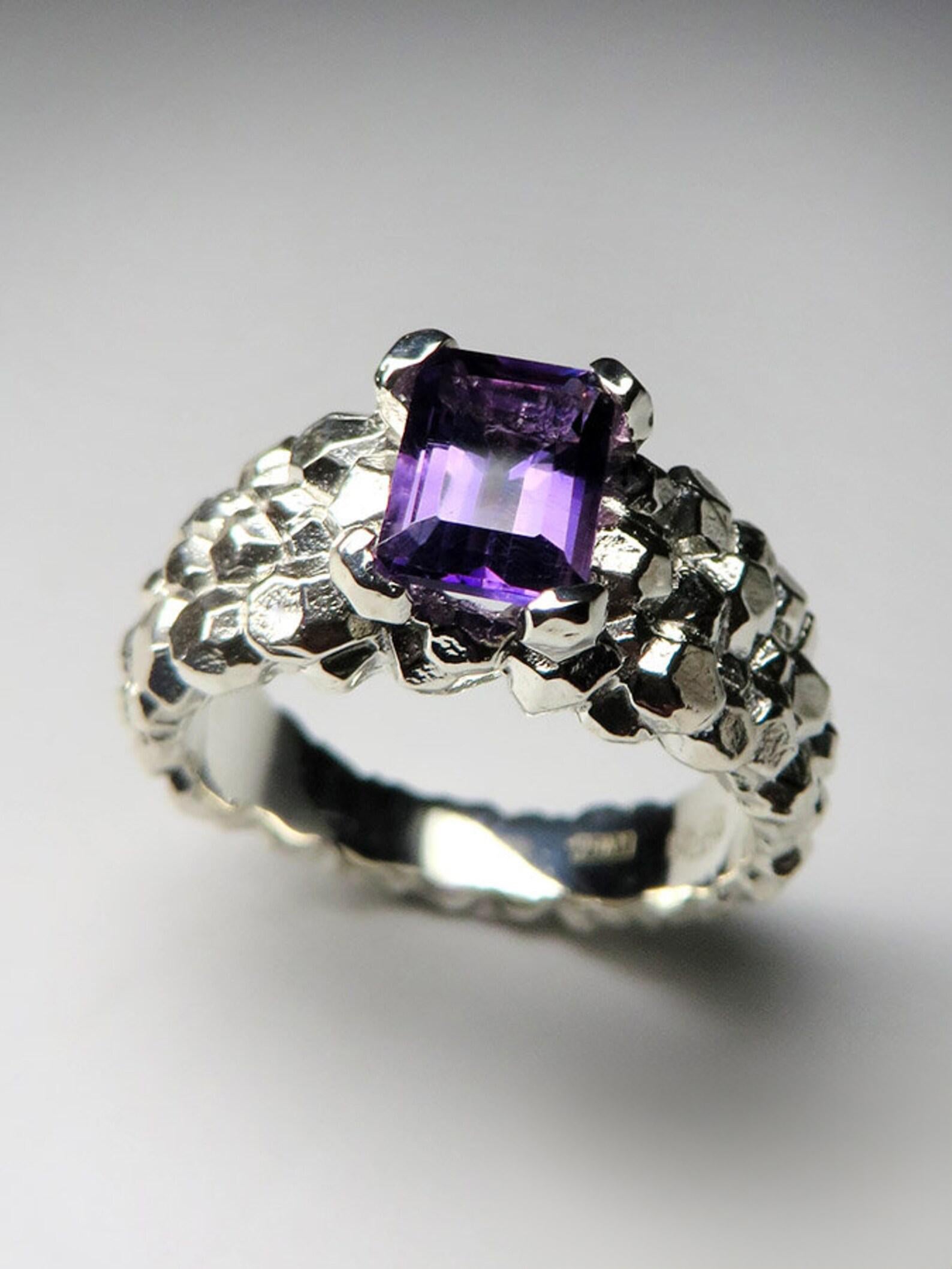 Amethyst Silver Ring Natural Violet Purple Fine Quality Fine Magic Gemstone For Sale 2