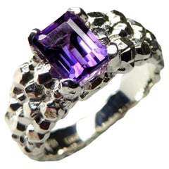 Amethyst Silver Ring Natural Violet Purple Fine Quality Fine Magic Gemstone
