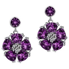 Amethyst Single Blossom Drop Earrings