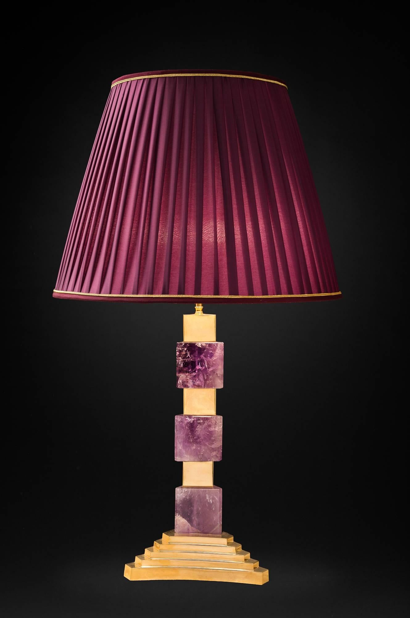 Art Deco Amethyst Single Lamp by Alexandre Vossion