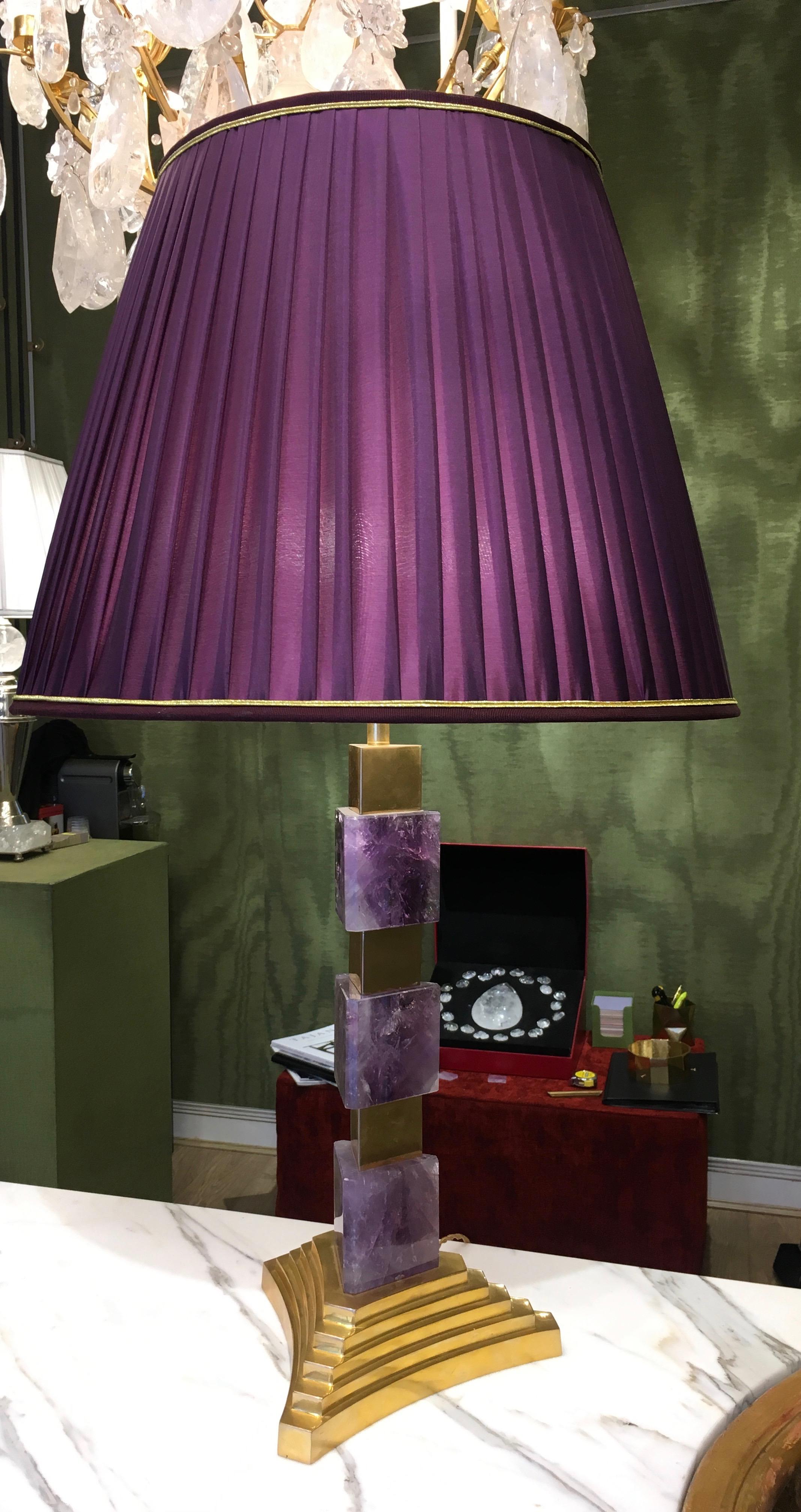 French Amethyst Single Lamp by Alexandre Vossion