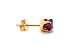Amethyst einzelnen Ohrstecker .50ct Runde 14K Gelbgold Februar Birthstone
