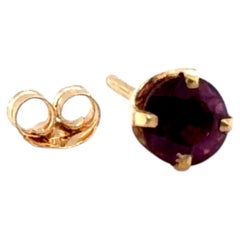 Amethyst einzelnen Ohrstecker .50ct Runde 14K Gelbgold Februar Birthstone