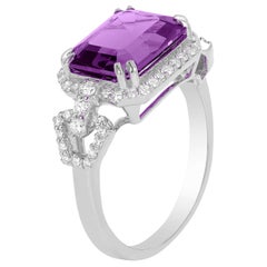 Goshwara Emerald Cut Amethyst And Diamond Ring