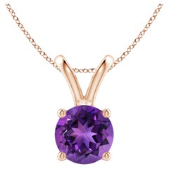 Amethyst Solitaire Pendant Necklace in 14K Solid Gold, 1.15ct