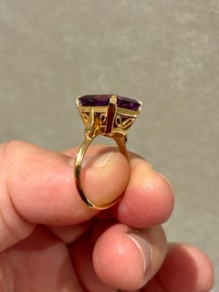AMETHYST SOLITAIRE RING 22K Gold, 12 Karat Stein