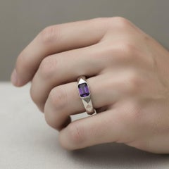 Amethyst solitaire ring for men silver, gold