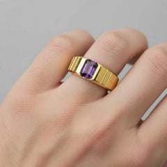 Amethyst solitaire ring for men silver, gold