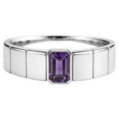 Amethyst solitaire ring for men silver, gold