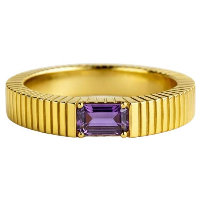 En vente :  Bague solitaire en améthyste pour homme argent, or