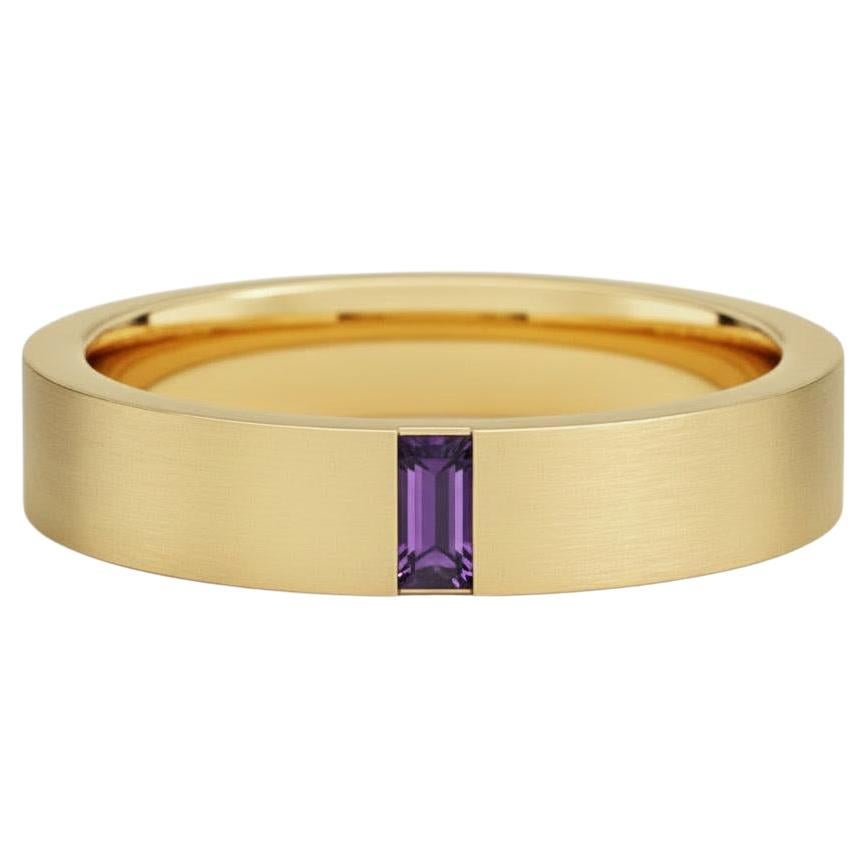 Bague solitaire en améthyste pour homme argent, or