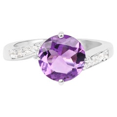 Bague solitaire en améthyste blanche sertie de 2,52 carats