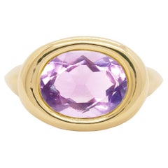 Amethyst Solo Oval 14k Gold Ring