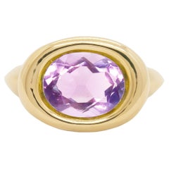 Amethyst Solo Oval Gold Ring