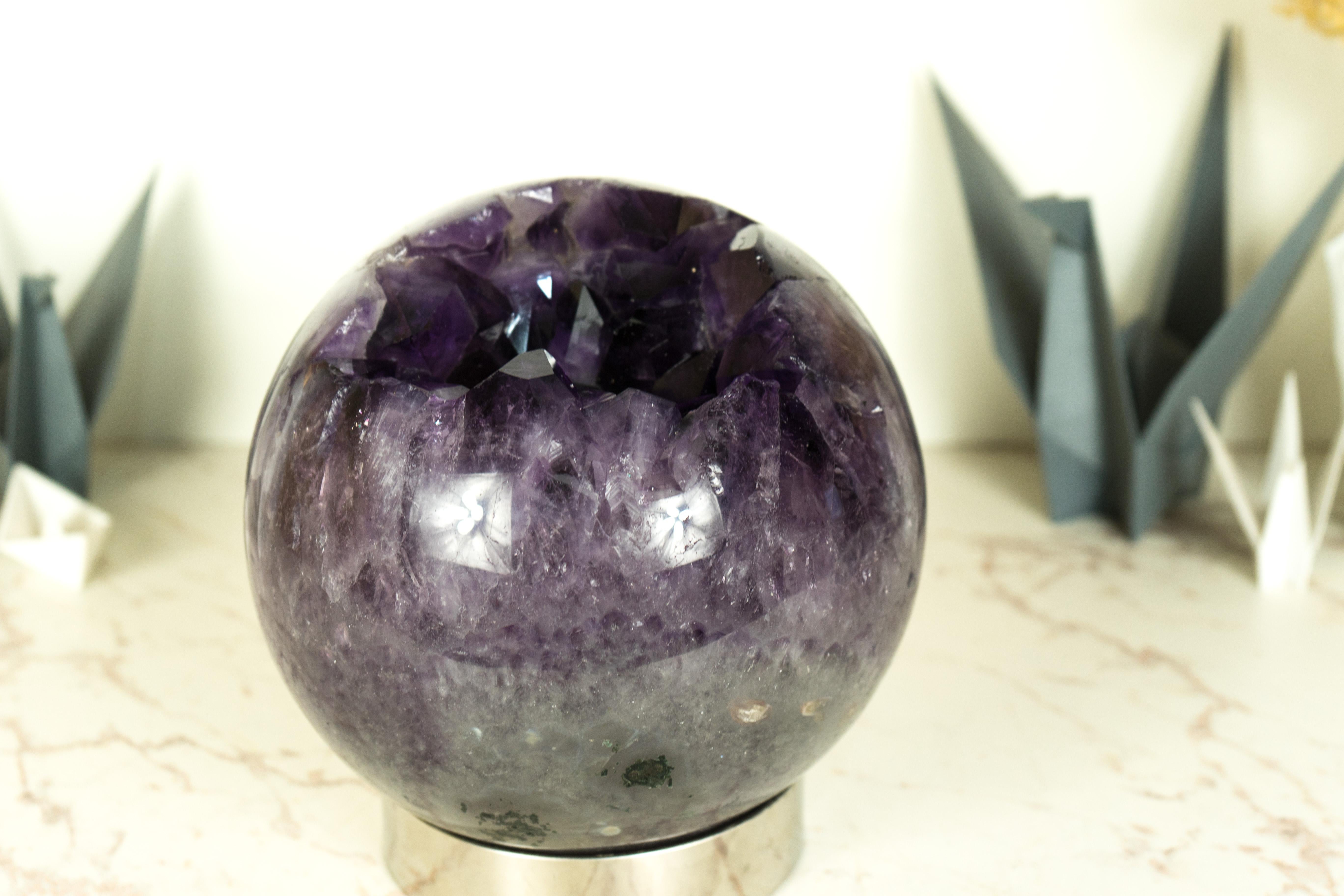 Amethyst Sphere with Deep Purple Amethyst Druzy - 8 In For Sale 1